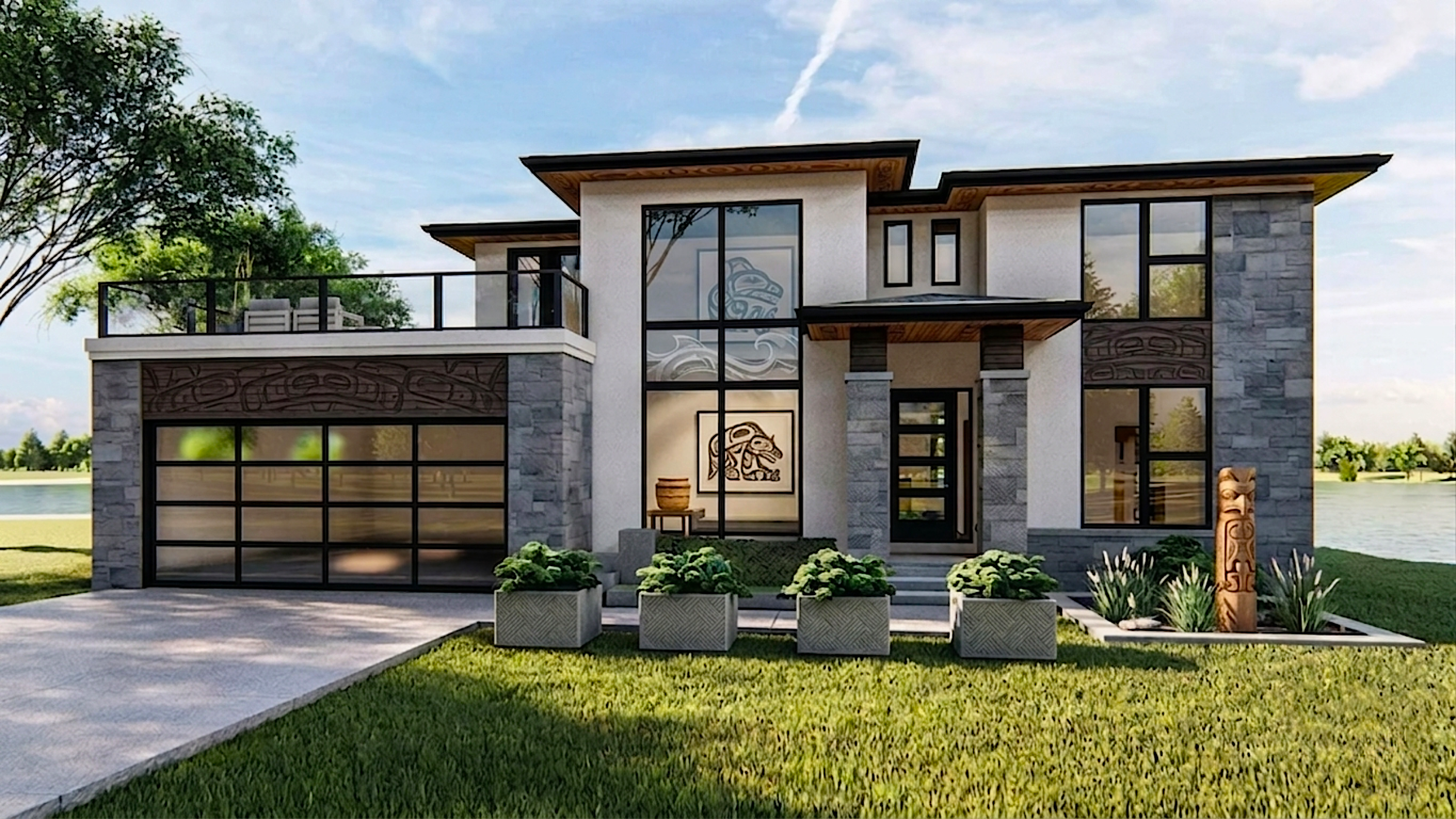 Exterior rendering of the Canmore catalog home model
