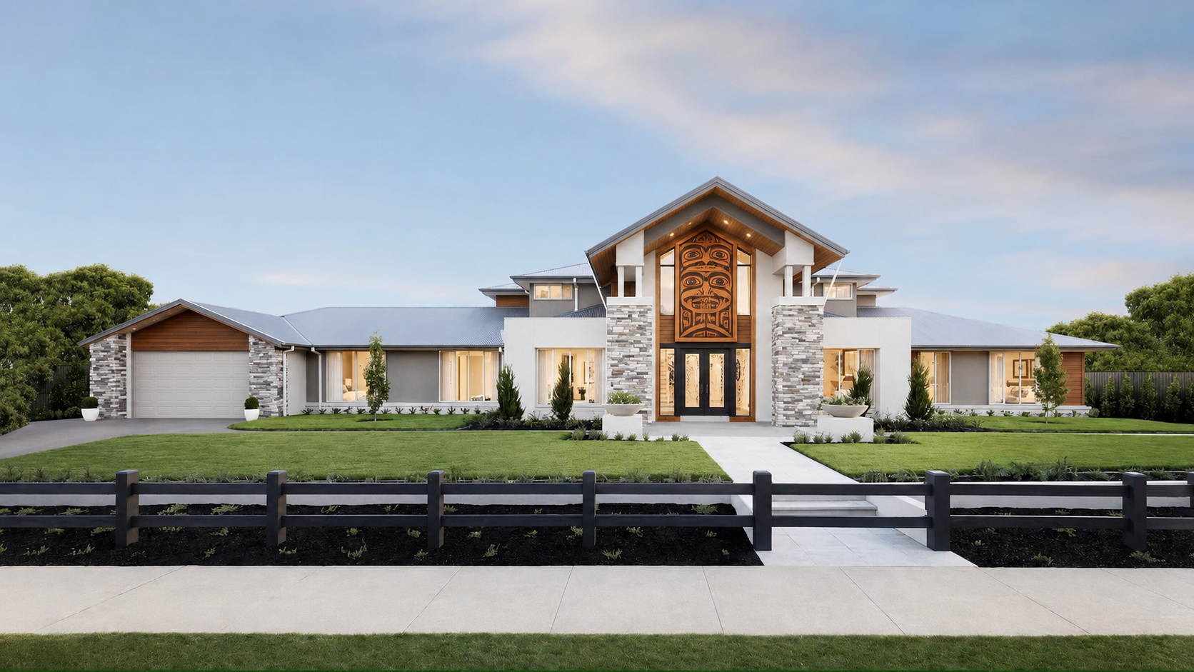 Exterior rendering of The Langley catalog home model