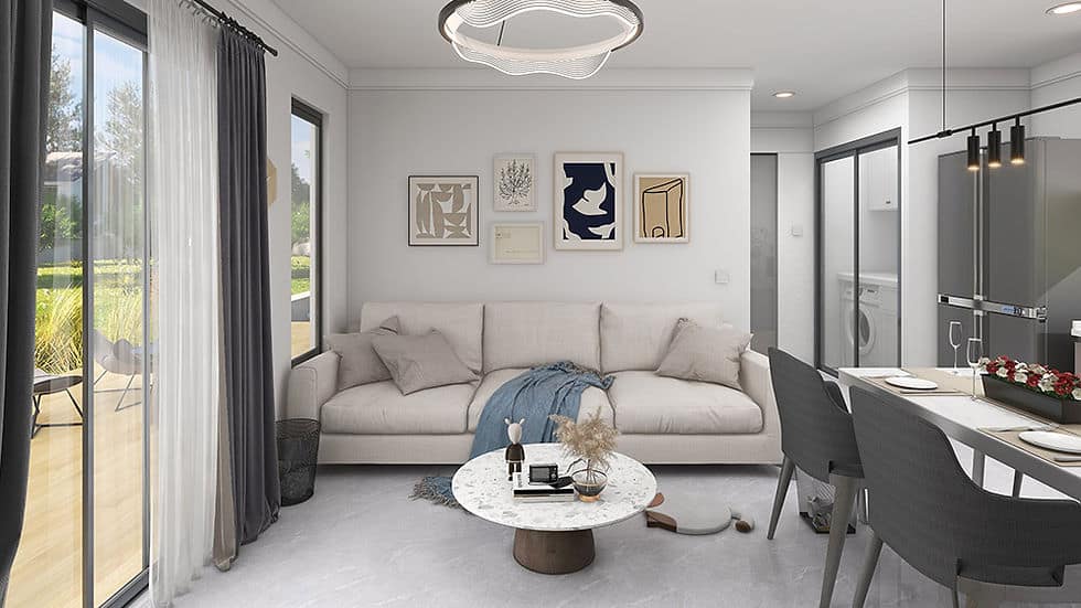 Limetree House living area with garden access