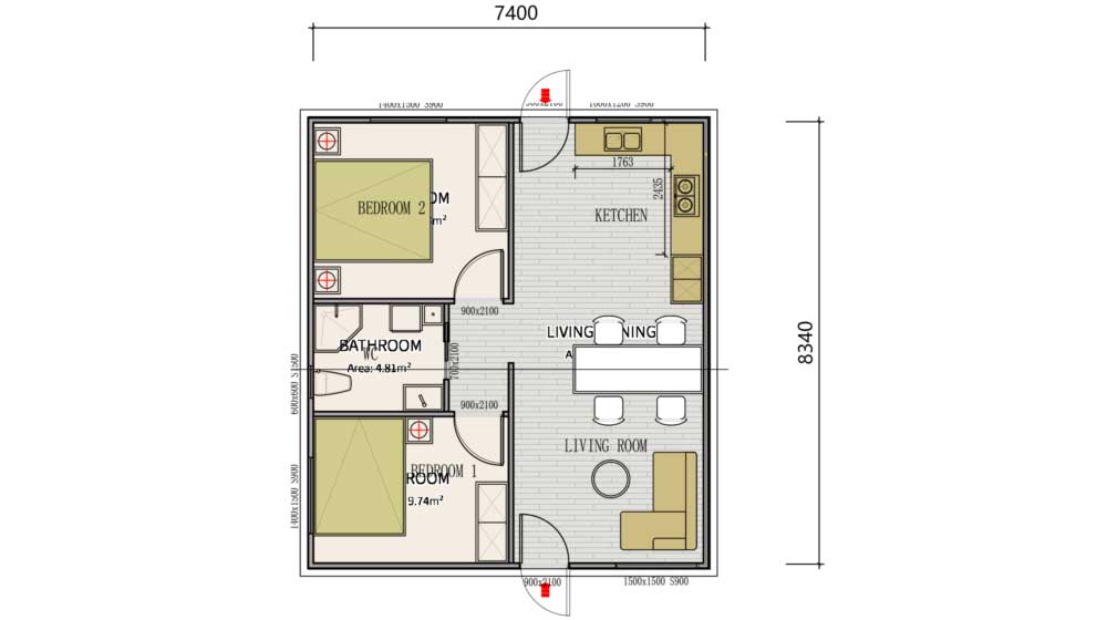 The Courtyard Cottage floor plan
