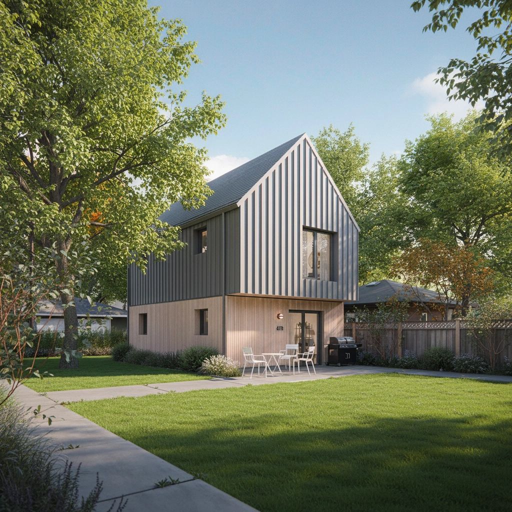 Exterior rendering of Accessory Dwelling Unit 02, The Mini