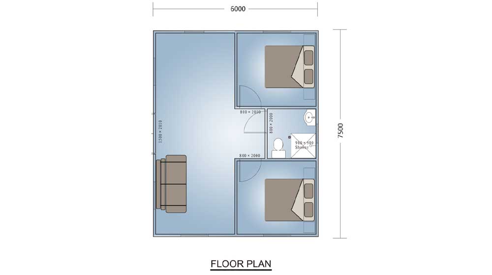 The Lantern House two-bedroom floor plan
