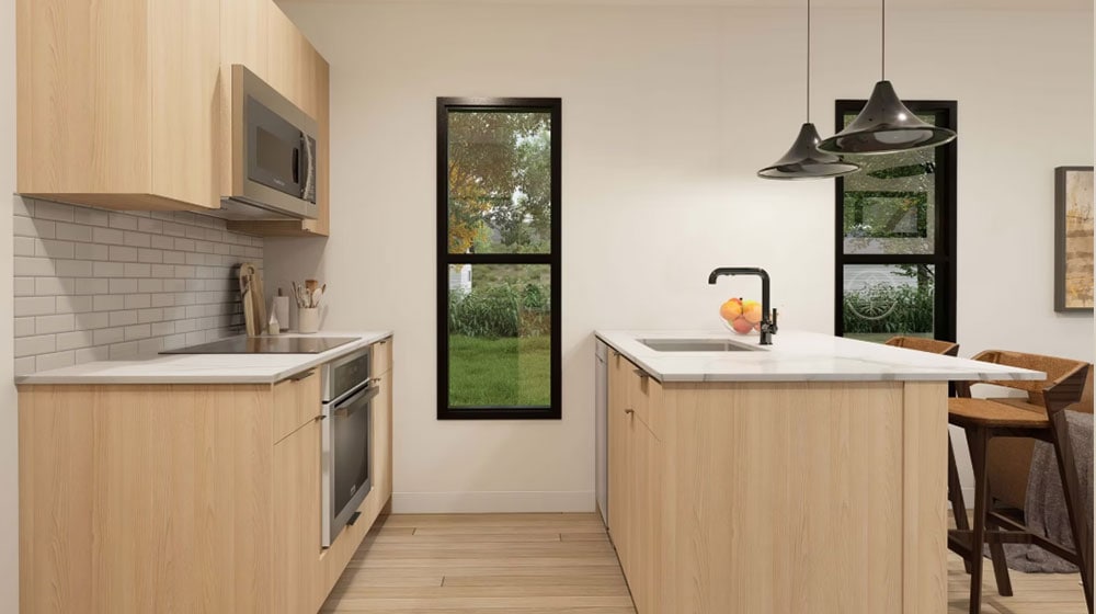 The Willow Nook kitchen interior with dining counter