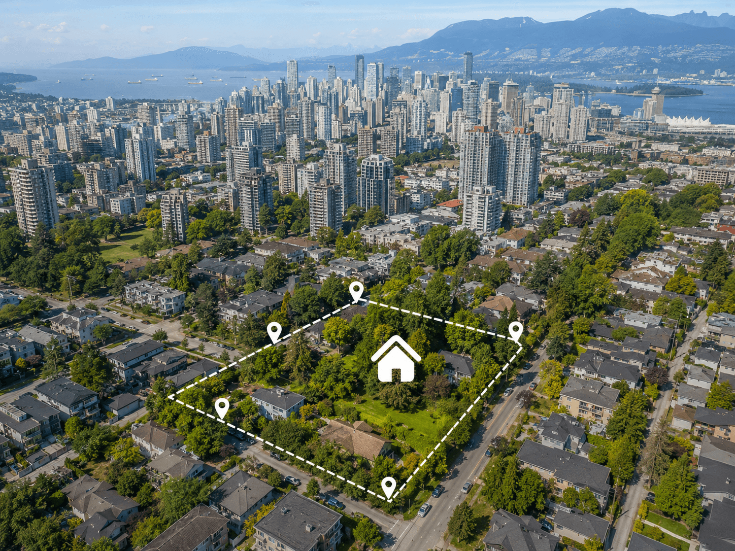 Residential property shown in its neighbourhood context