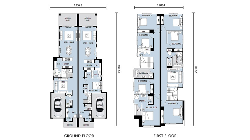 The Salt Spring Duplex floor plan drawing
